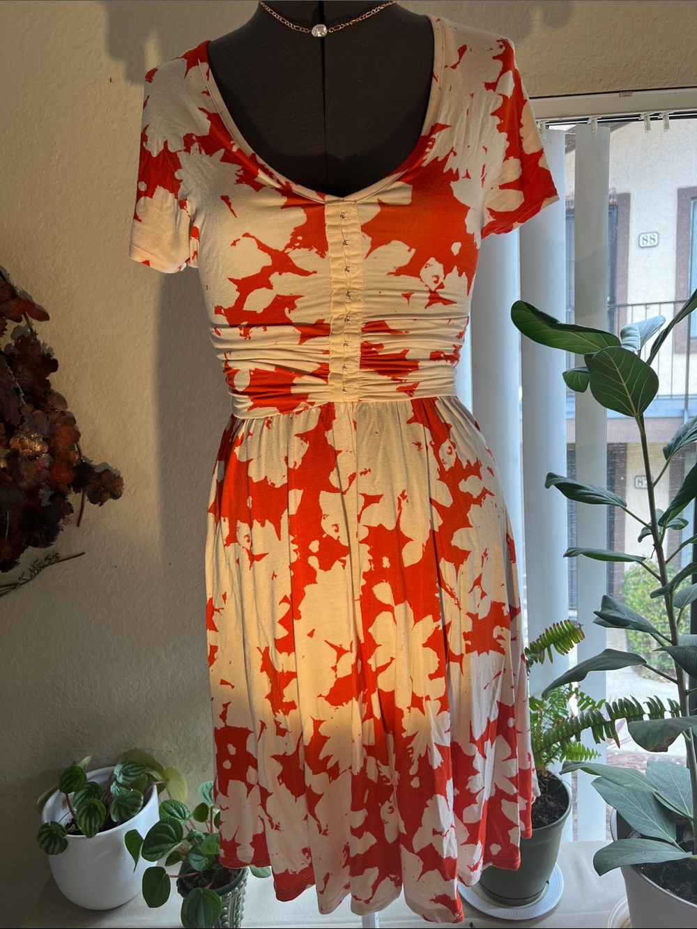 Maeve Red & Cream Floral Midi Dress